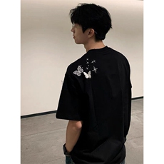 全刺绣蝴蝶纯棉短袖ZX0256-P35，男装T恤，星座313A(原308A-2)