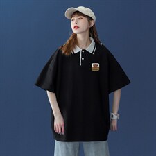 2026夏季新款中性宽松个性polo拼色翻领短袖T恤女PL6101P35控48,男装T恤,电商A268