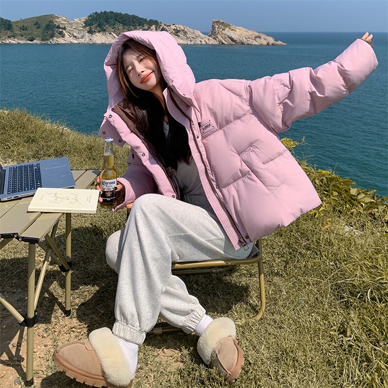 白鸭绒90%冬季短款羽绒服港风休闲连帽外套女，男装羽绒服，电商A409-1