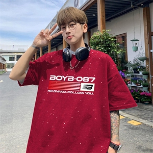 可48小时发货支持抖音得物来样二开 美式满天星亮片短袖T恤MTX679图片