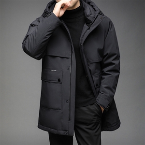 冬季新款中老年休闲连帽羽绒服男士外套爸爸装上衣QLMF8621-P315图片