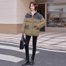 羽绒服女冬季2025新款牛仔拼色韩版时尚显瘦白鸭绒加厚小个子短款，女装羽绒服，天丽