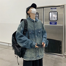 美式复古街头vibe潮牌牛仔外套男春秋夹克高街痞帅上衣W0299-p68，男装夹克，星座1008