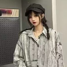 高级感复古慵懒港风花衬衫潮流垂感宽松情侣装长袖衬衣，男装衬衫，星座1210-1