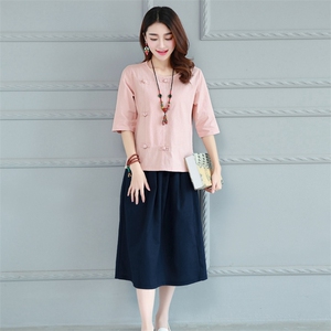 韩版 休闲 时尚 宽松 显瘦 2021夏季 圆领 中袖 纯色 T恤,女装T恤,雪樱依海