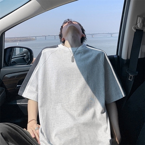 抖音得物高品质二开240克宽松纯棉美式撞色织带短袖T恤SH2518图片