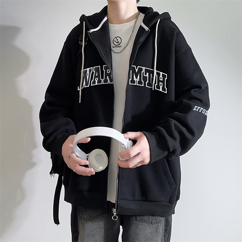 新款男百搭设计感纯色情侣字母港风白墙针织外套WT3415-P60控98,男装夹克,星座717