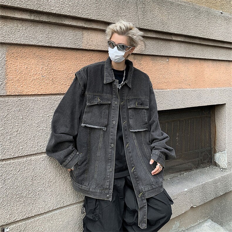F16-P65韩版复古休闲宽松工装夹克春秋新款潮牌ins牛仔外套男,男装夹克,星座512-6