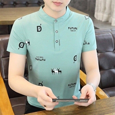 25113-P35夏季休闲时尚T恤男短袖打底衫商务休闲修身立领POLO衫，男装T恤，电商D310B-1