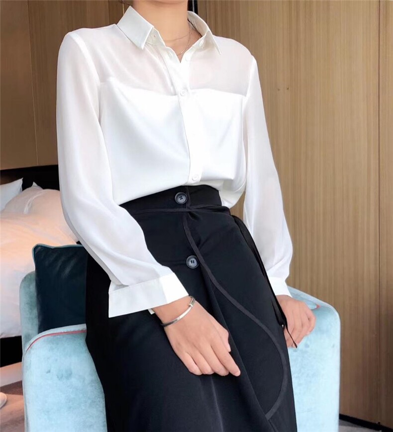 《现货》简约拼接衬衫前短后长，女装衬衫，M&VC