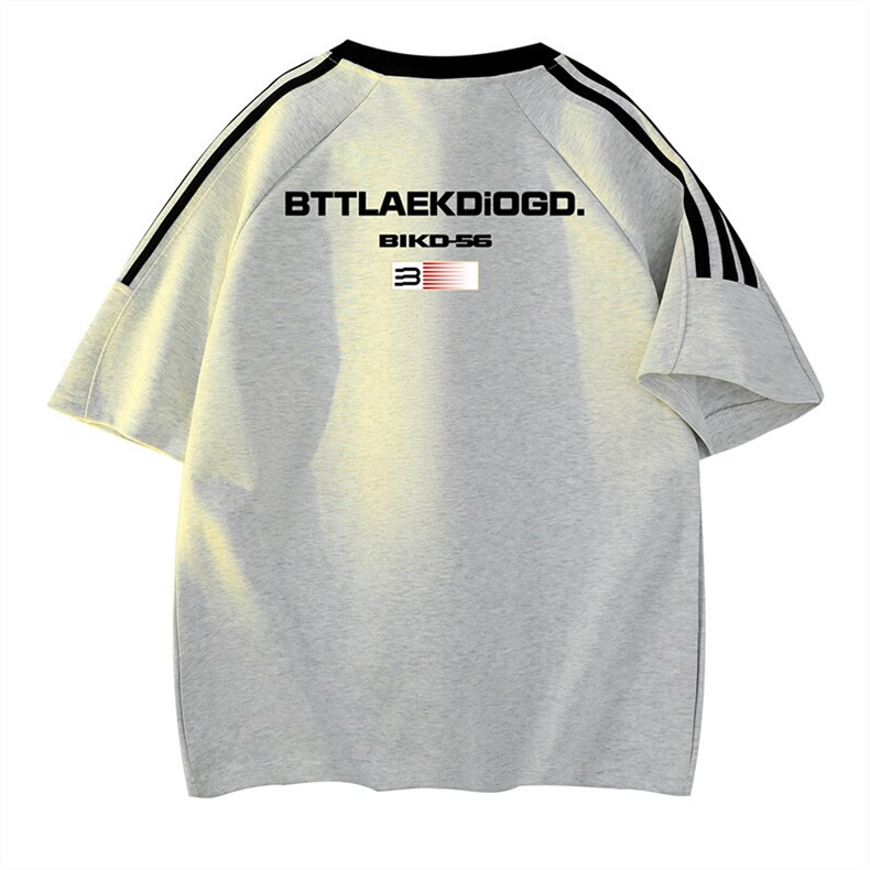 可48小时发货支持抖音得物来样二开重磅美式高街纯棉织带短袖T恤,男装T恤,电商A486