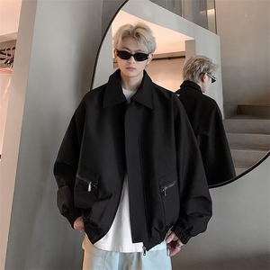 短款翻领宽松垫肩夹克外套2024春秋季男士休闲潮牌上衣W9326/P70图片