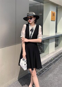 夏季新款拼色连衣裙，女装连衣裙，梦依雪歌