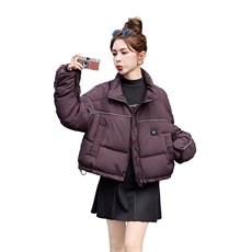 短款羽绒服女2024冬新款小个子高级感超好看洋气紫色立领90面包服，女装羽绒服，奕可儿