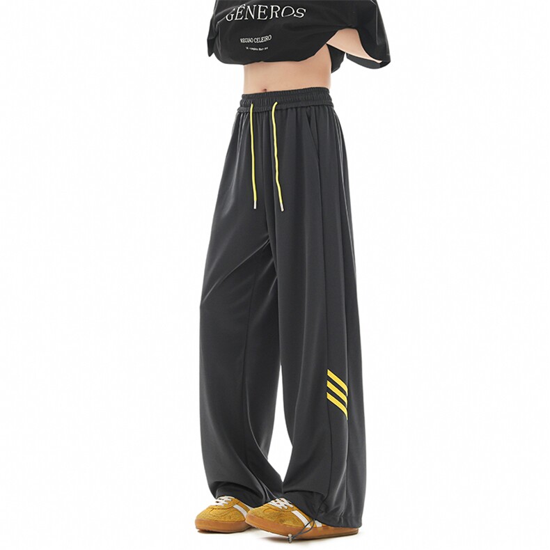 美式高腰三条杠休闲裤男2026宽松慵懒风直筒卫裤25XK67062特批35，男装休闲裤，电商A042