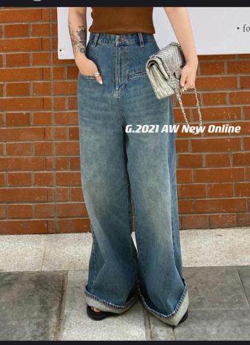 秋季新款设计款牛仔阔腿裤，其它，G