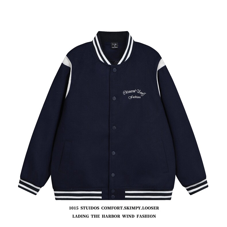 （数据款）美式毛呢棒球服潮牌字母刺绣夹克外套 1015-JK113-P125图片
