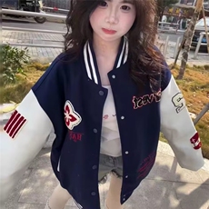 新款美式运动棒球服外套男女春秋款情侣宽松夹克潮牌JK82-P65，男装夹克，星座208-5