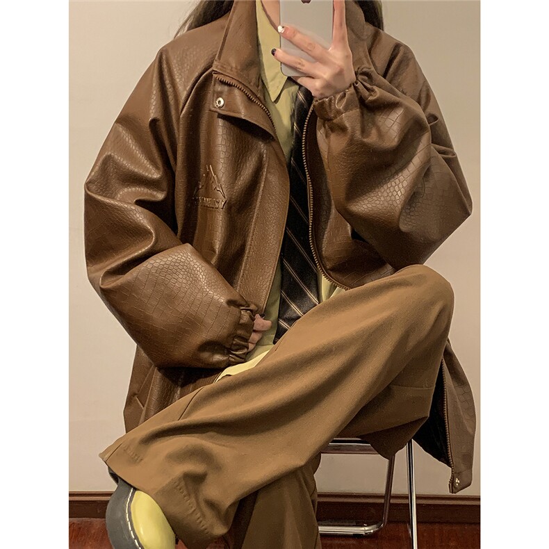 中性风鳄鱼纹钢印字母图案设计潮流休闲夹克男JK77747P85控128,男装夹克,星座227-7
