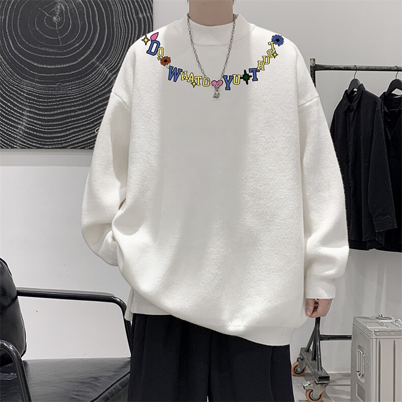 半高领毛衣男大码胖子针织衫毛线衣M18381-P45加绒款-P65，男装针织衫/毛衣，电商A040