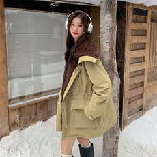 新款现！羊羔毛拼接派克服羽绒服工装外套2C133-6001-P275-K408，女装派克服，2C133