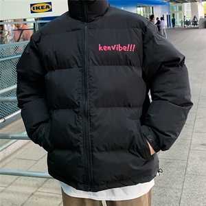 美式复古潮字母立领棉衣棉服男冬季加厚保暖情侣面包服外套潮图片