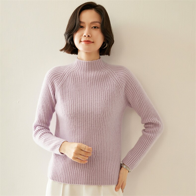 秋冬季纯山羊绒衫女半高领毛衣修身显瘦加厚款长袖针织打底衫,女装羊绒衫,纳丰羊绒