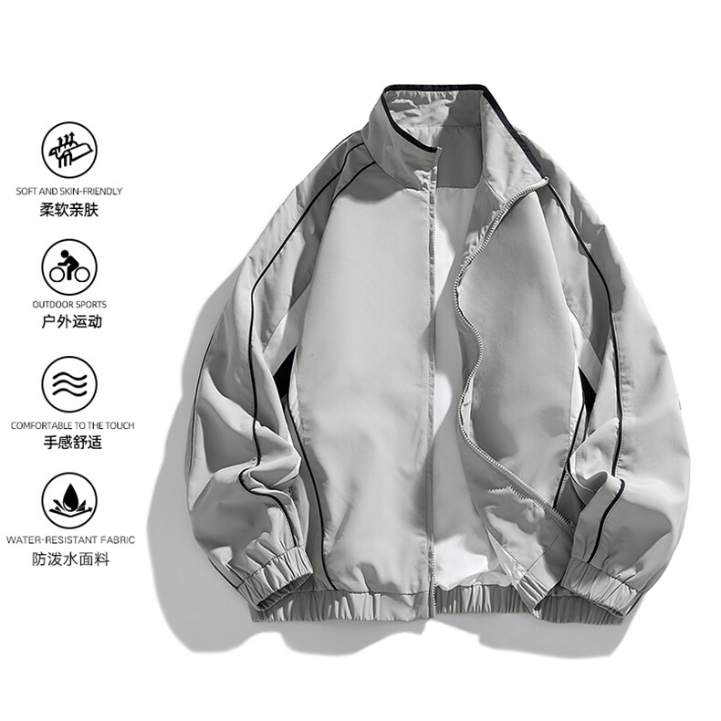 2025秋季新款现货立领拼色平铺宽松运动夹克男DSA157-1-J1572-P76,男装夹克,电商A157-1