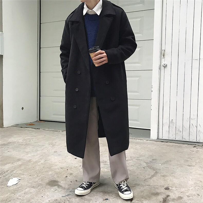 2020冬款呢大衣加长双排扣呢风衣男款拉风呢衣男外套冬装D501P135,男装毛呢大衣,星座312B-1