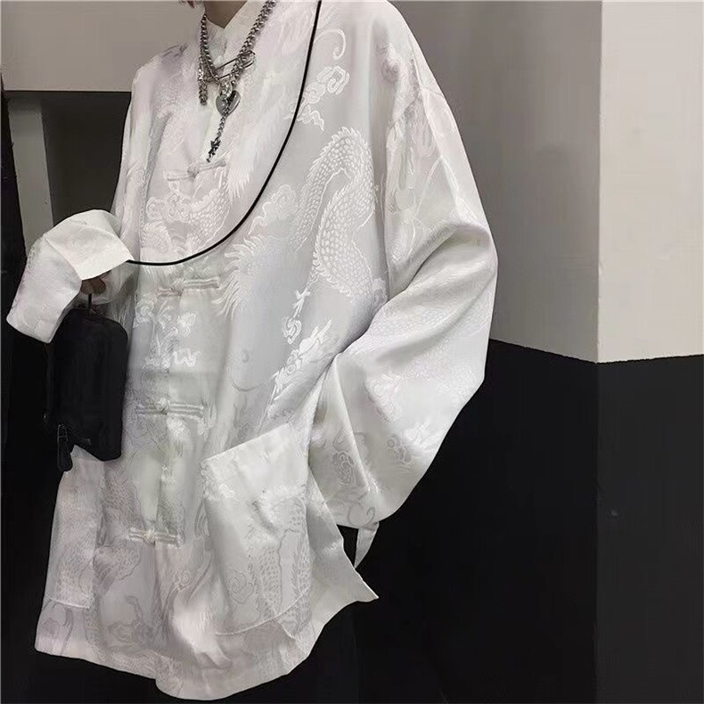 新中式男装盘扣衬衫男夏季龙袍中山装唐装冰丝防晒衣外套风潮12图片