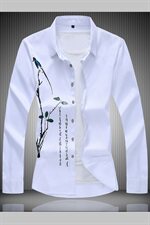 2021大码印花中国风衬衫男夏秋新款青年长袖衬衫QT5030/7601p50，男装衬衫，电商A012