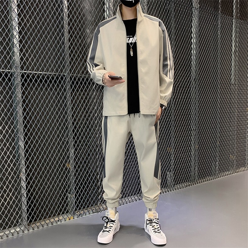 2025男秋季开衫套装两件套运动服休闲服长袖套装立领外套D02-P40,男装休闲套装,星座1402-2