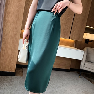 夏季真丝缎面半身裙女2024新款高腰包臀长裙质感高级感三醋酸裙子图片