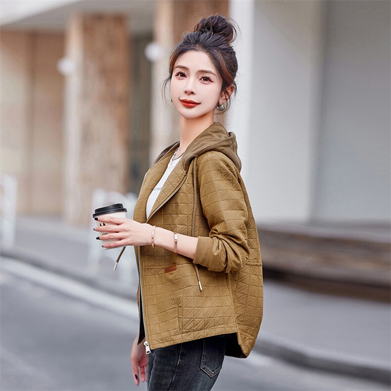 春季新款时尚休闲连帽短外套百搭显瘦轻薄夹克女,女装短外套,依恋蒂丝