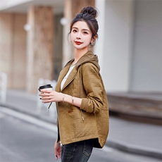 春季新款时尚休闲连帽短外套百搭显瘦轻薄夹克女，女装短外套，依恋蒂丝