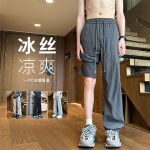 2024 夏季新款 内景大码直筒伞兵冰丝裤M-5X HK24626-特P25图片