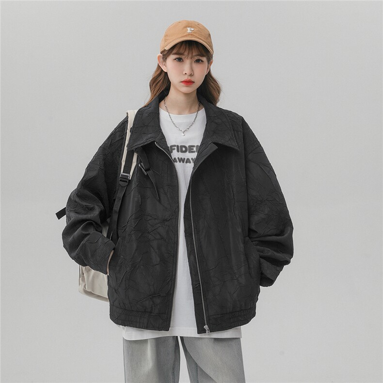 中性风夹克女大码M-5XL夹克男情侣美式百搭外套女JK8742P75控108,男装夹克,星座227-7