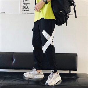 2021 春季新日系松紧腰个性男贴布工艺大码九分裤休闲裤K8110-P55图片