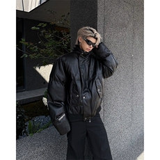 高街假两件冬季金属感2024夹克立领棉服面包服外套男MF330-P118，男装夹克，星座412-3