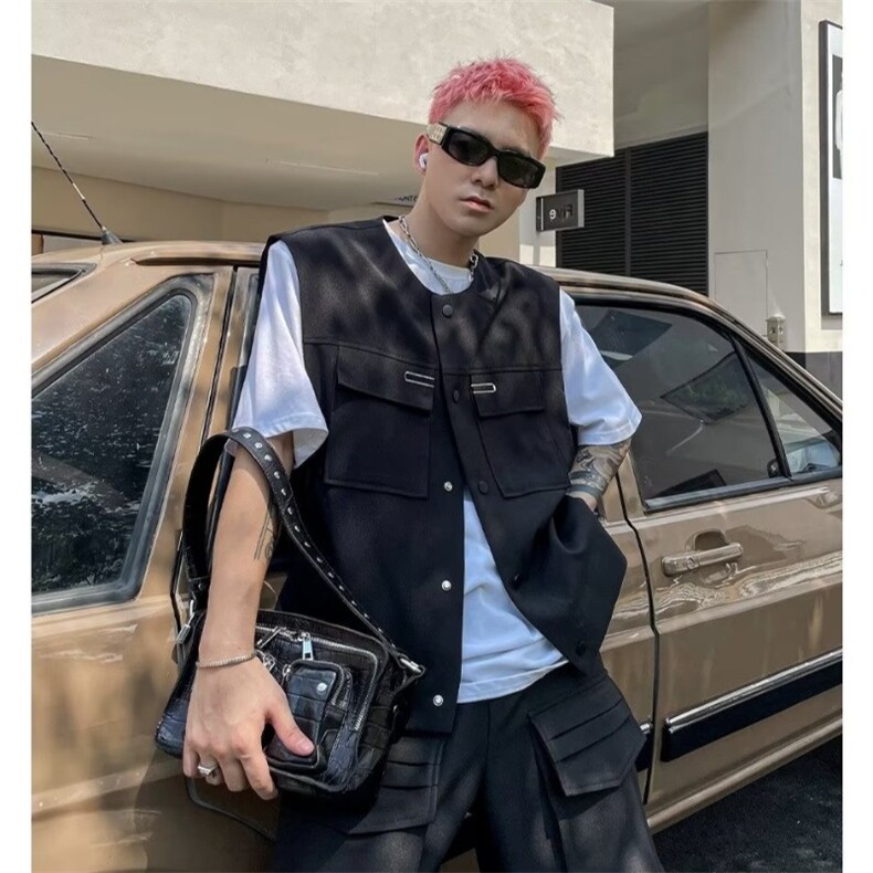 潮流青春流行西装领原宿秋季男新款马甲文艺纯色时尚简约标准潮,男装背心/马甲,星座506A