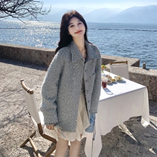 主推新款春季小香风毛边流苏亮片编织外套（大货已出），女装毛呢外套，2C222