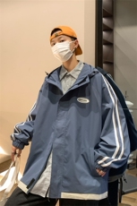 JK6001/P60秋装港风撞色连帽夹克男女宽松大码外套上衣男，男装夹克，电商A141