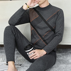 保暖内衣男士半高领秋衣秋裤加厚全身贴片套装TZ880-27-P80，男装休闲套装，星座310B-3
