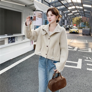 洋气时髦短款毛呢外套女2025秋冬季新款韩版显瘦气质双面羊毛上衣图片