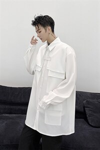 【2025秋装】工装衬衫男暗黑小众设计师款多口袋 H1101 P75图片
