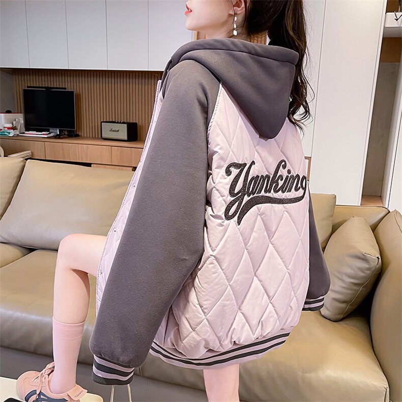 CC082-P120连帽加厚外套2025秋冬新款拼色夹棉棒球服冬装棉服棉衣,男装棉衣,星座911-3