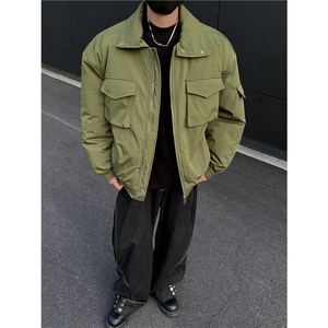 立领拉链夹克棉服男冬季小众多口袋短款工装棉衣休闲加厚外套p98图片