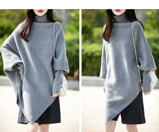 2025百搭时尚简约高领蝙蝠袖羊毛针织衫，女装羊毛衫，蒙特羊绒