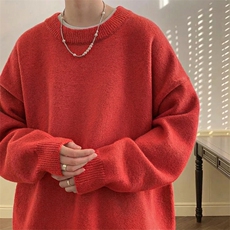 重磅秋冬男女纯色打底针织衫圆领套头半高领毛衣美式复古休闲上衣，男装T恤，电商A443
