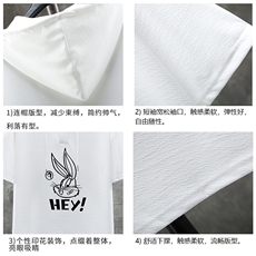 LD54179-P45连帽短袖t恤男大码胖子带帽五分袖中袖展架，男装T恤，电商A040A